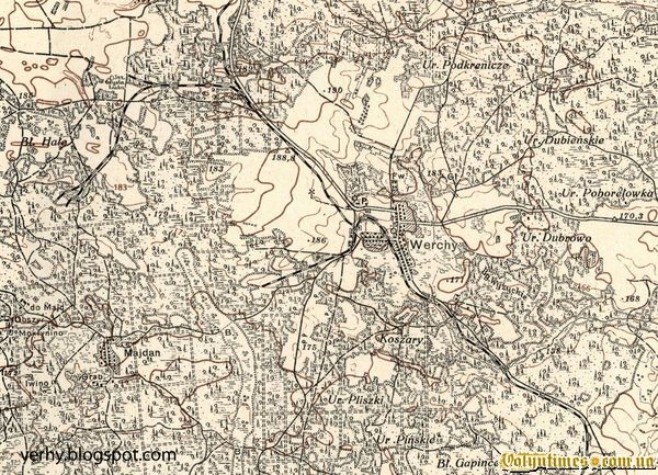 Мапа 1930 року з позначенням полотна вузькоколійки
