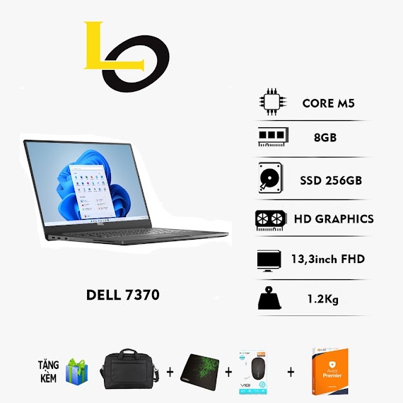 Laptop Dell Nhập Xịn 7390 I5 8300U/Ram 8Gb/Ssd 256Gb/Màn 3K Tràn Viền /Mỏng Nhẹ Đẹp Keng 99%