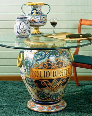  MAJOLICA: Table Base orcio Olio di Semi (Seed-Oil) (Orcio/Jug mounted on Base to be used as table) [#1224/B-TAV]