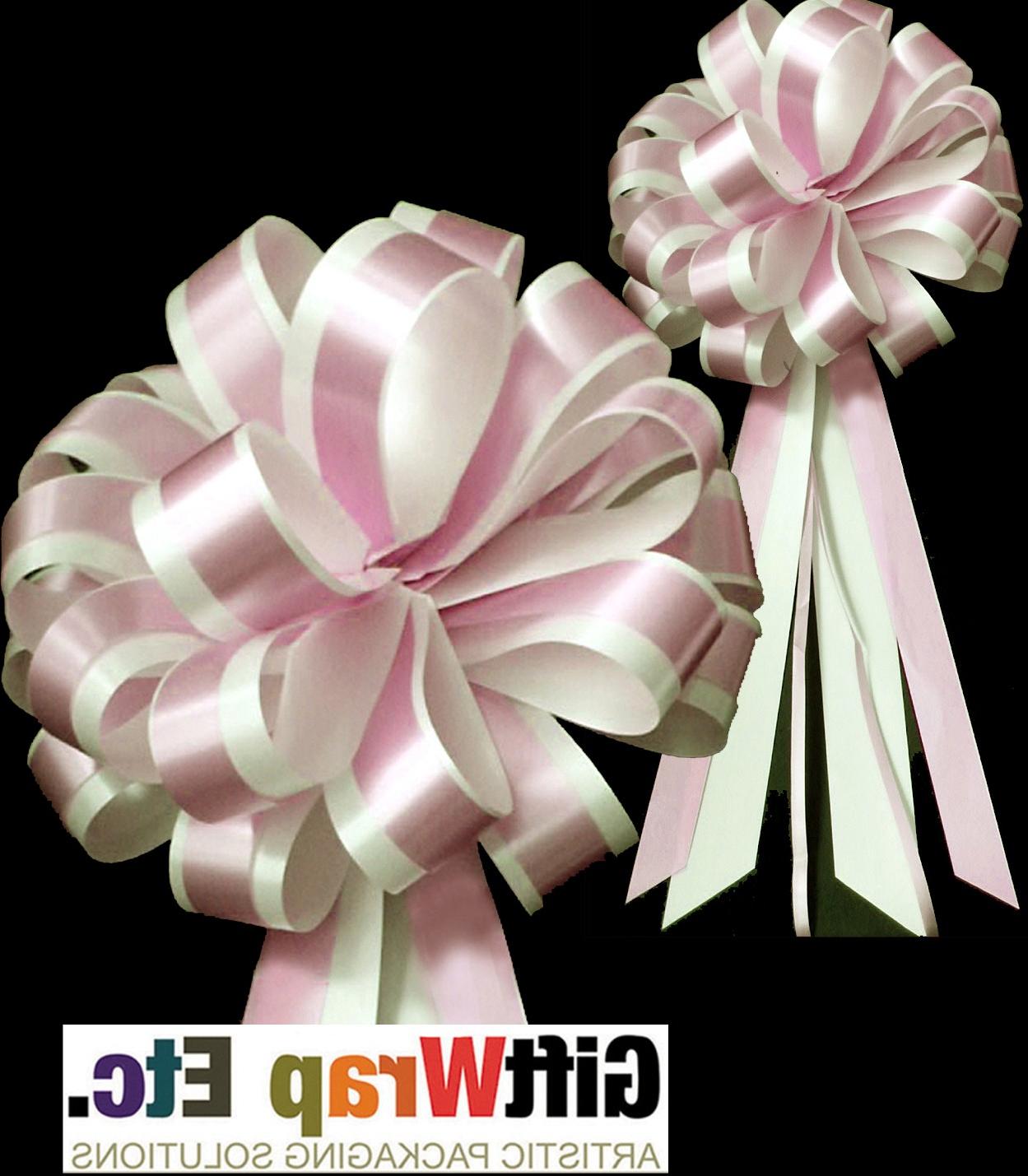 Pink White Wedding Pew Bows,