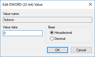 Pour résoudre ce problème, double-cliquez simplement sur Autorun et changez sa valeur en 0