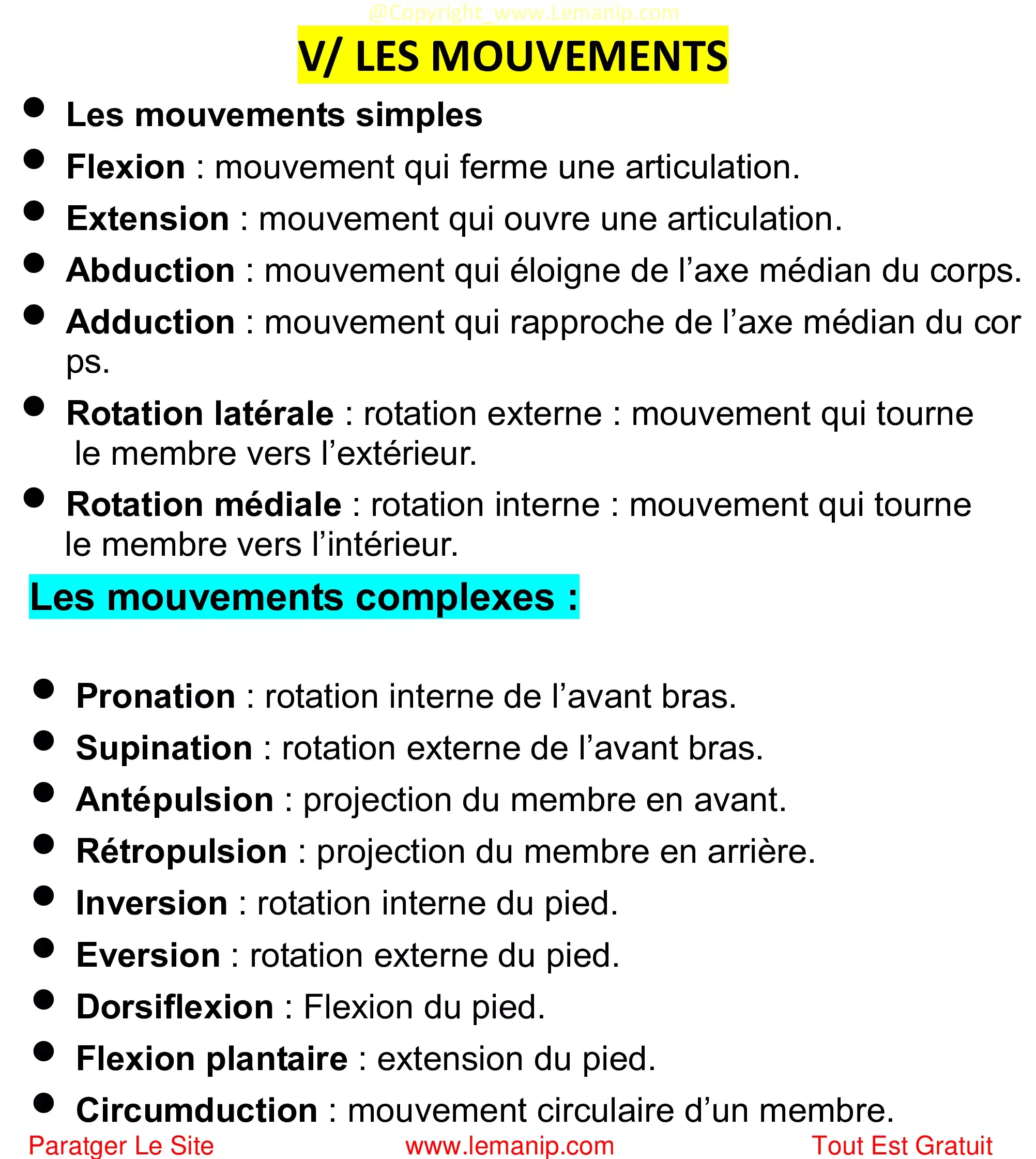 MOUVEMENTS ARTICULAIRE