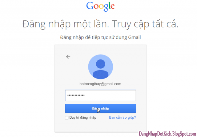 Đăng nhập vào Gmail với mật khẩu hiện tại