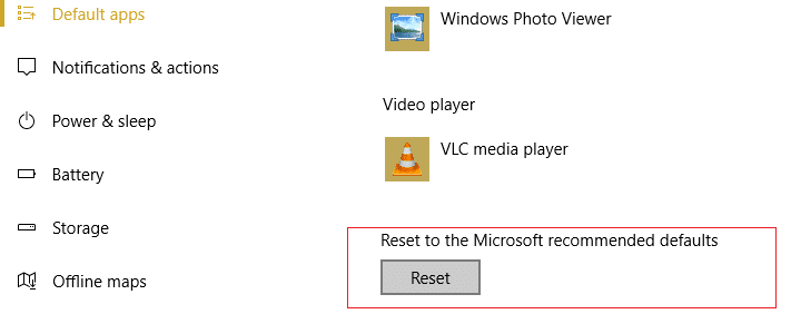 klik op Reset onder Reset naar de door Microsoft aanbevolen standaarden