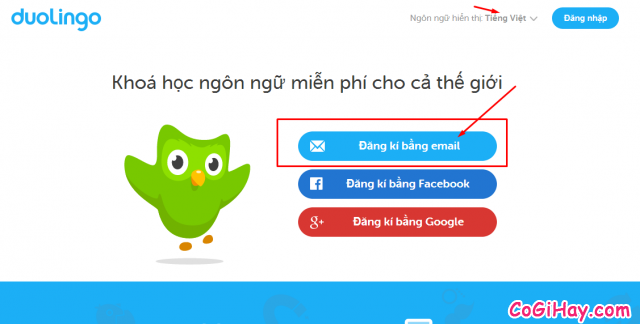 đăng ký học tiếng anh trực tuyến tại duolingo