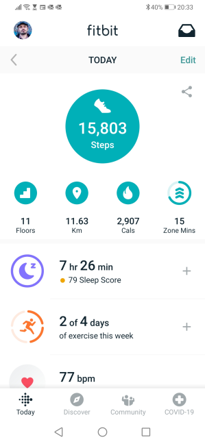 La aplicación Fitbit