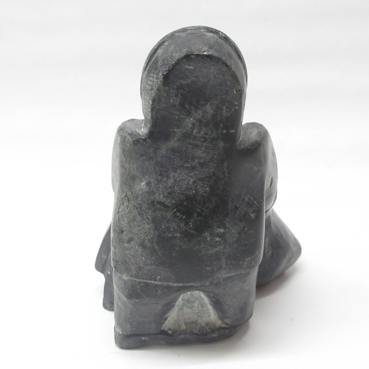Inuit Signed Soapstone Kneeling Figure Sculpture