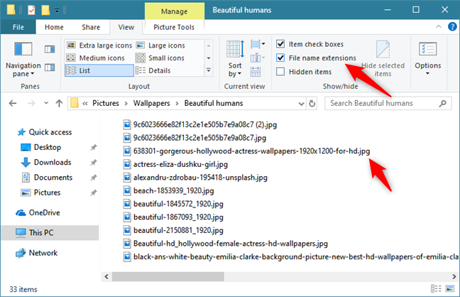 Hiển thị phần mở rộng tệp trong File Explorer