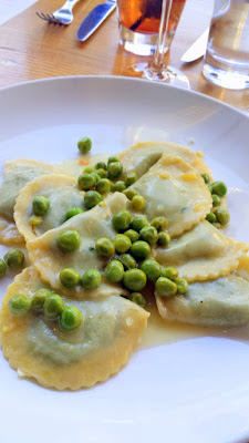 Spinach and Ricotta Tortelli with English Peas and Lemon from Nel Centro at lunch or dinner