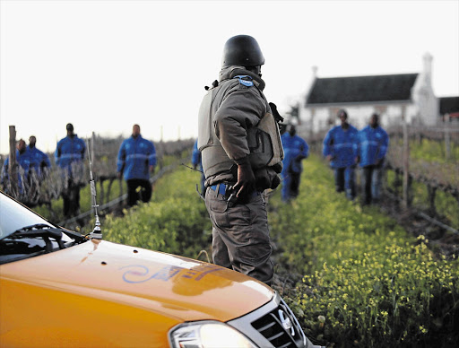 A security guard from Stellenbosch Watch on a farm. File Photo