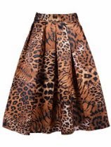 <br />Choies Women's Print Floral Midi Skirt(Tiger Pattern/Yellow White Leopard)