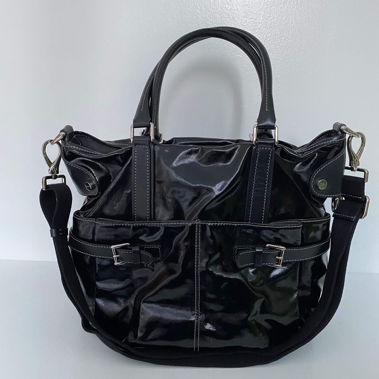 Tod's Black Coated Canvas Shoulder Bag