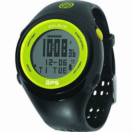 Soleus GPS FIT 1.0 Running Watch, Black/Lime