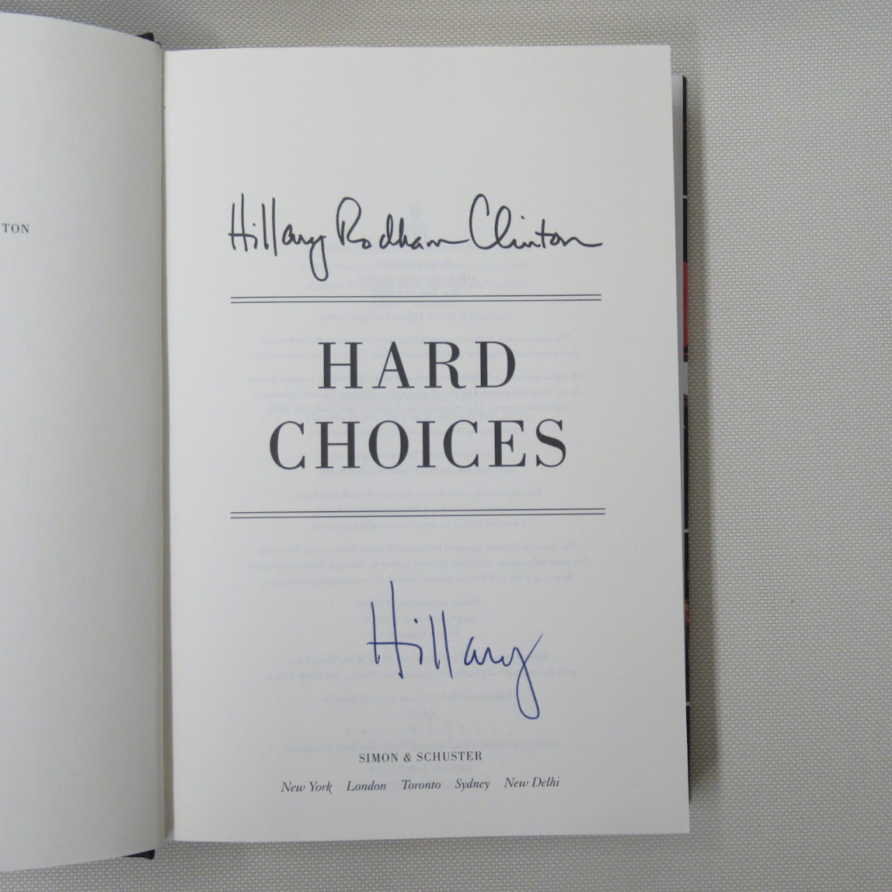 Hillary Clinton SIGNED 'Hard Choices' Book