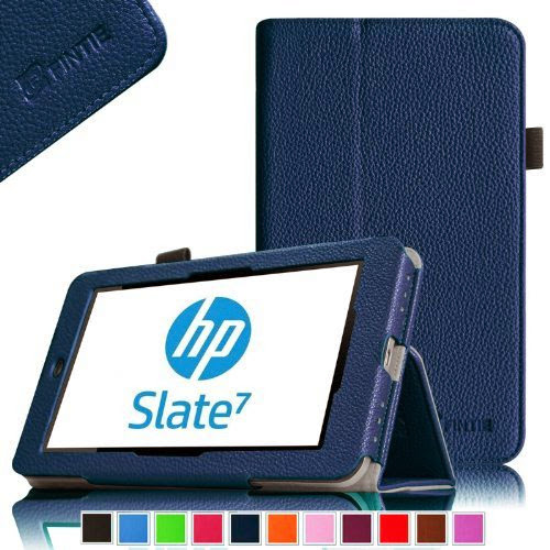  Fintie HP Slate 7 (Model 2800) Folio Case - Premium Leather Stand Cover with Stylus Loop for HP Slate 7 Android Tablet (3 Year Manufacturer Warranty) - Navy