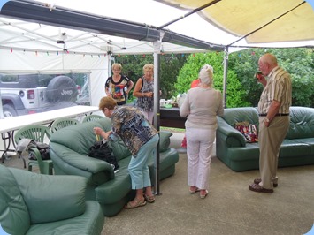 Arriving at Algies Bay - Kevin had installed two adjoining marquis with the garage to provide a cool breeze and shade.