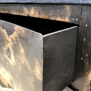 Galvanized Iron, Basalt-Top Two-Drawer Chest