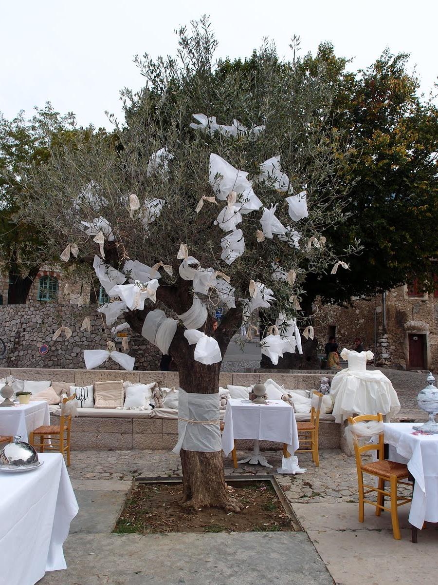 trees church wedding decor