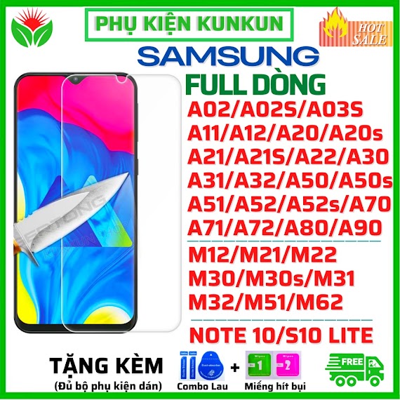 Kính Cường Lực Trong Suốt Samsung A02S, A03S, A11, A12, A20S, A21S, A22, A30, A31, A32, A50S, A51, A52S, A70, A71, A72, M12, M21, M22, M51.