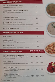 Hotel Empire menu 1