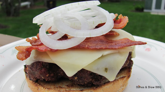 Cheeseburger topped with Monterey Jack, Maple Smoked Bacon and Vidalia Onion
