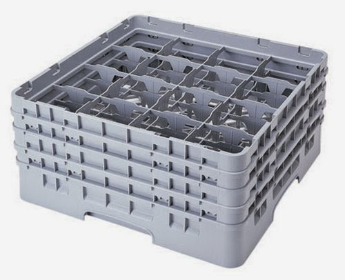  Cambro 16S958-151 10-1/8-Inch Camrack Polypropylene Stemware and Tumbler Glass Rack with 16 Compartments, Full, Soft Gray