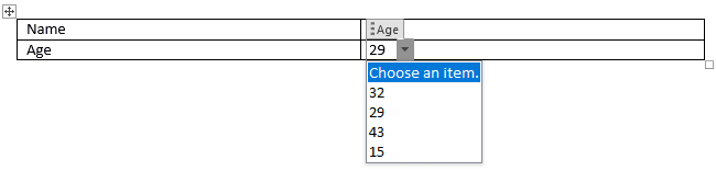 Seleccione de la lista desplegable en su formulario rellenable