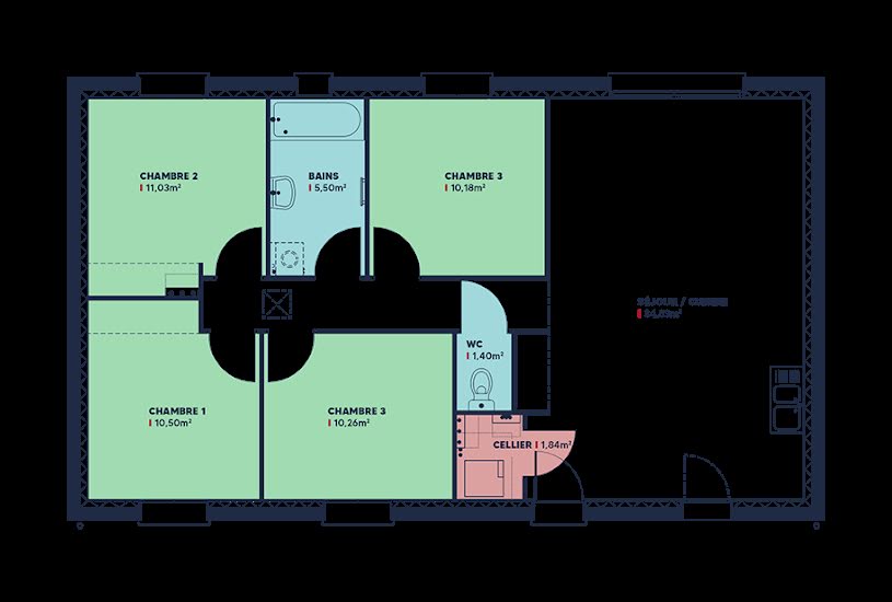  Vente Terrain + Maison - Terrain : 431m² - Maison : 91m² à Dijon (21000) 