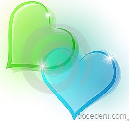 coração verde e azul