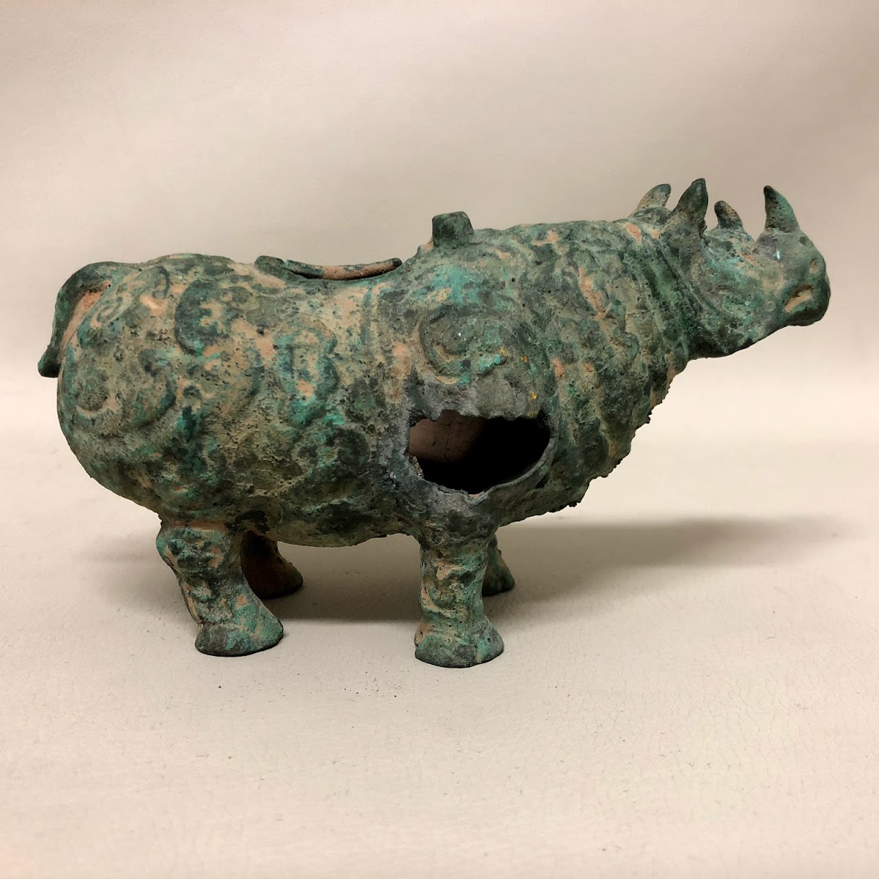 Antiqued Bronze Rhino Replica Figure