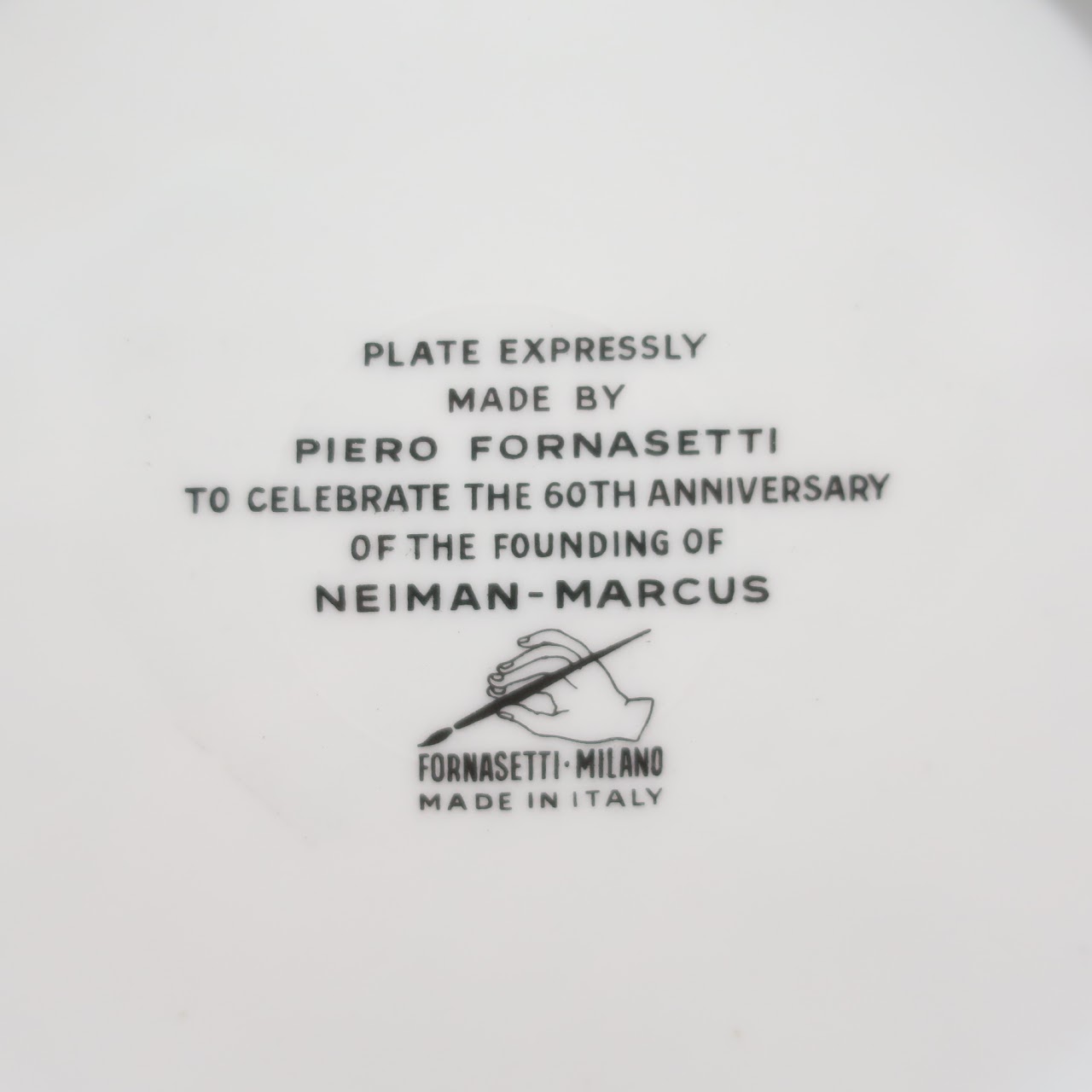 Fornasetti X Neiman Marcus Commemorative Plate