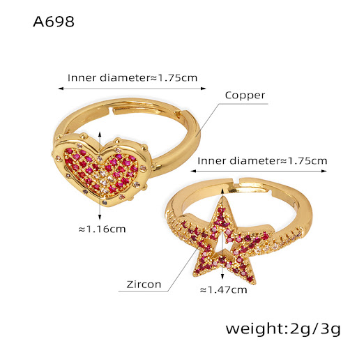 Title 3, Fashionable simple design copper heart-shaped r...