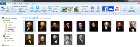 Galerie de photos Windows, taguer des personnes