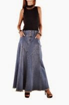 <br />Style J Fantastic Flared Long Jean Skirt