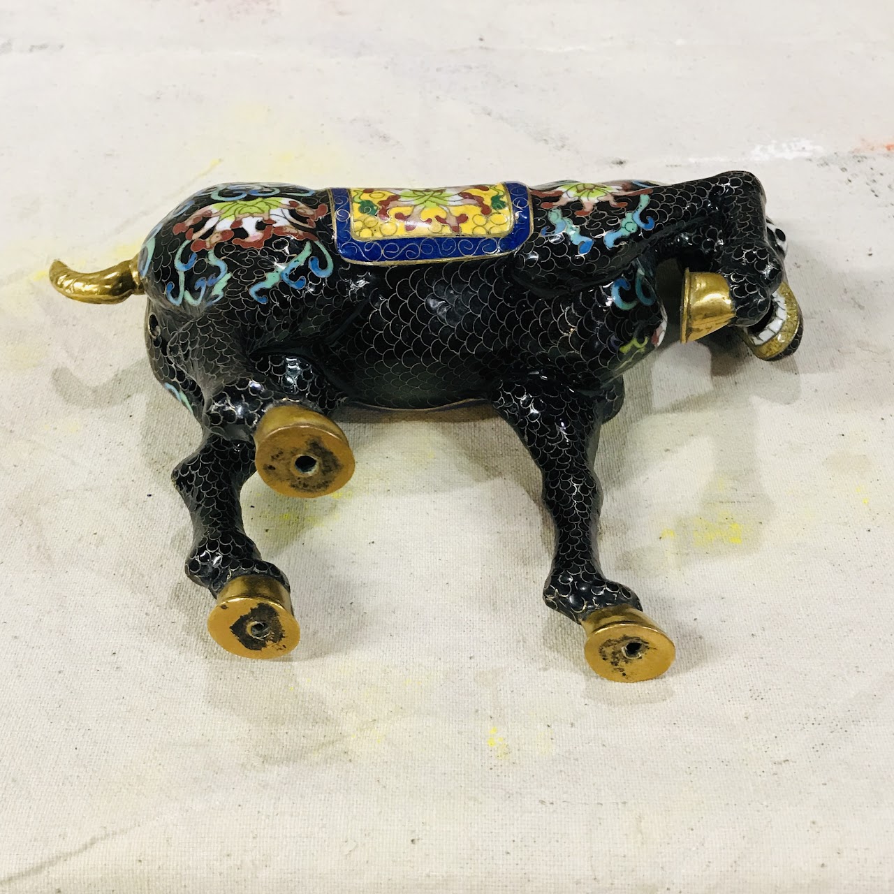 Cloisonne Black Large Pawing Horse