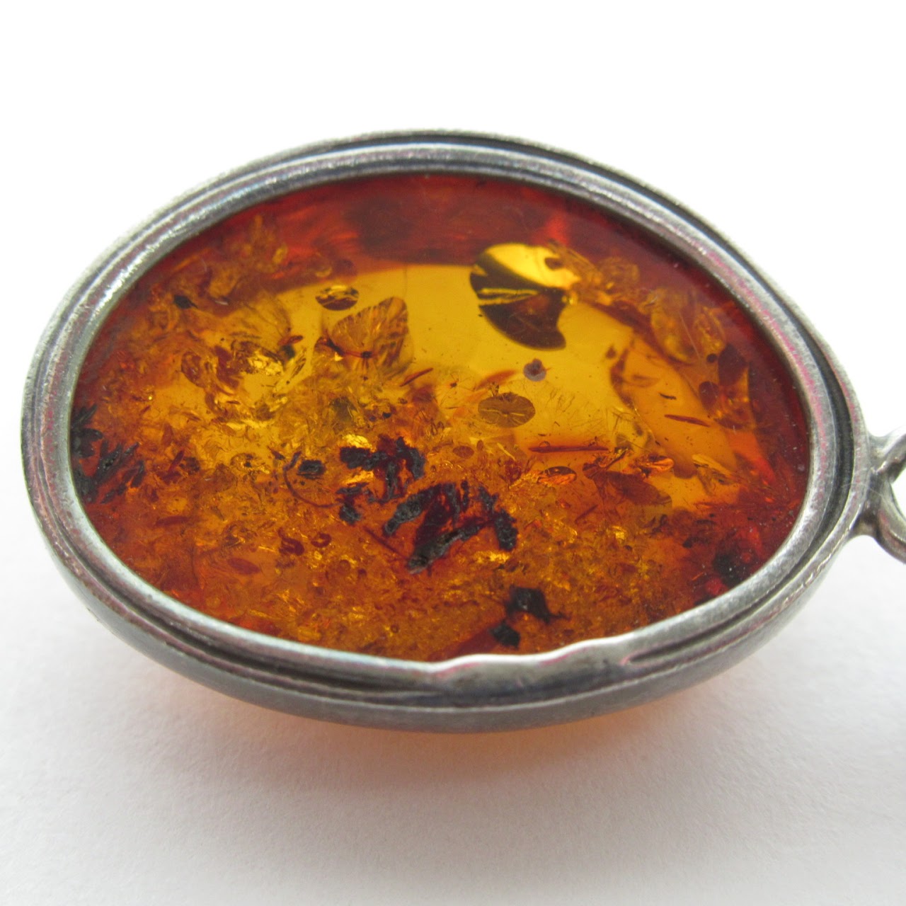 Sterling Silver & Amber Pendant Necklace