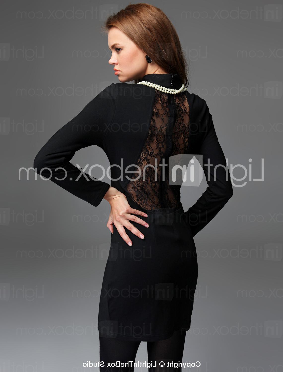 TS Open Back Lace Sheath Dress