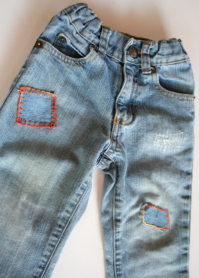 Cantaloupe Corner: All Patched Up - DIY Designer Boy's Jeans Tutorial