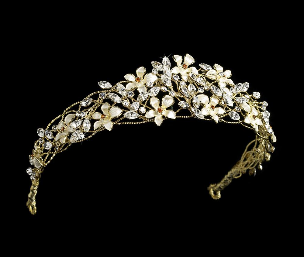 Gold Floral Bridal Tiara