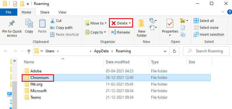 Vyberte složku AppData Roaming a přejděte do složky Chromium.  Jak odinstalovat Chromium Windows 10