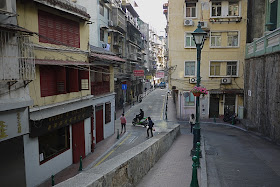 intersection of narrow streets in Macau