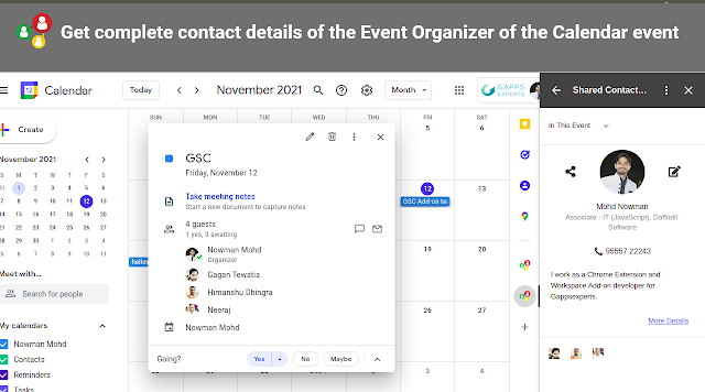 Screenshot of Shared Contacts for Google Calendar™