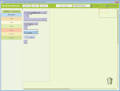 Editor de bloques, Blocks Editor en Google App Inventor para Android