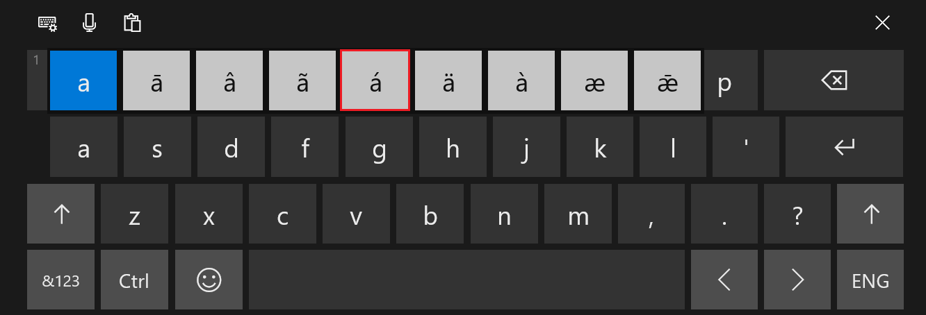 Cliquez et maintenez la souris sur n'importe quel alphabet et toutes les versions accentuées seront affichées