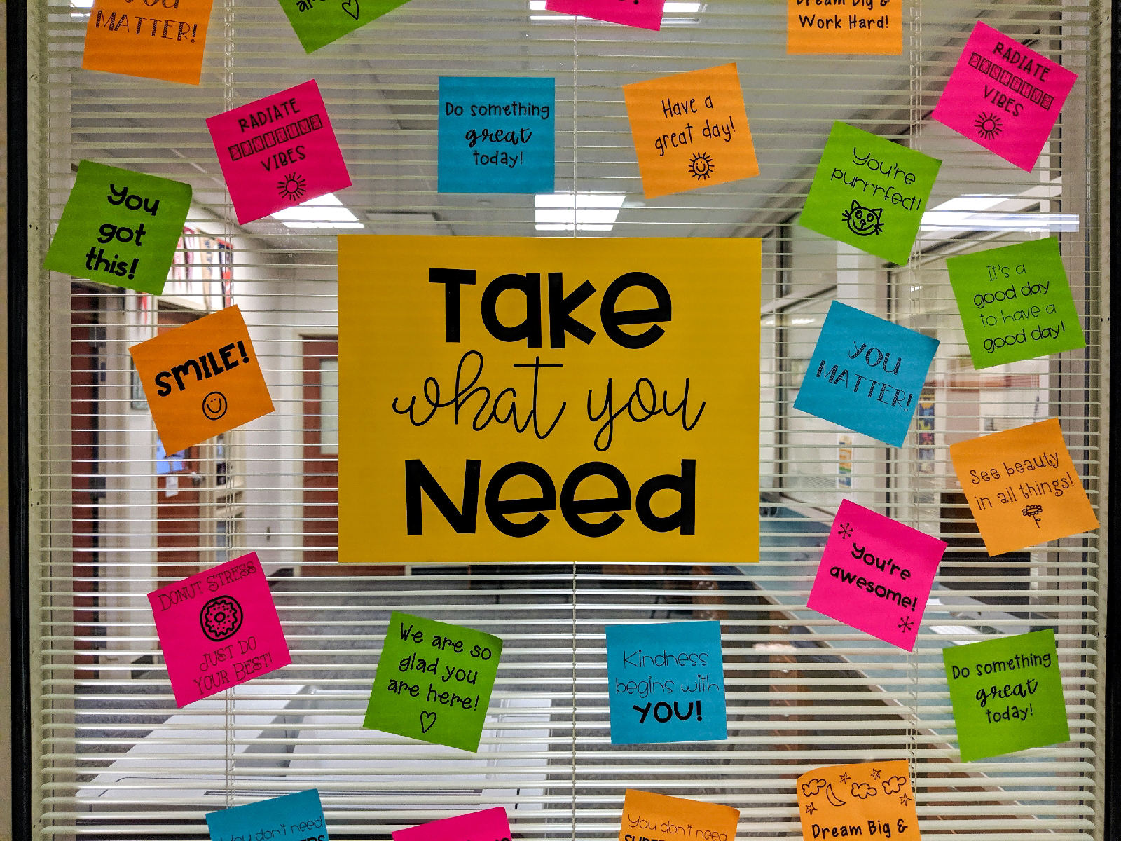 Take What You Need, Give What You Can Sticky Note Board