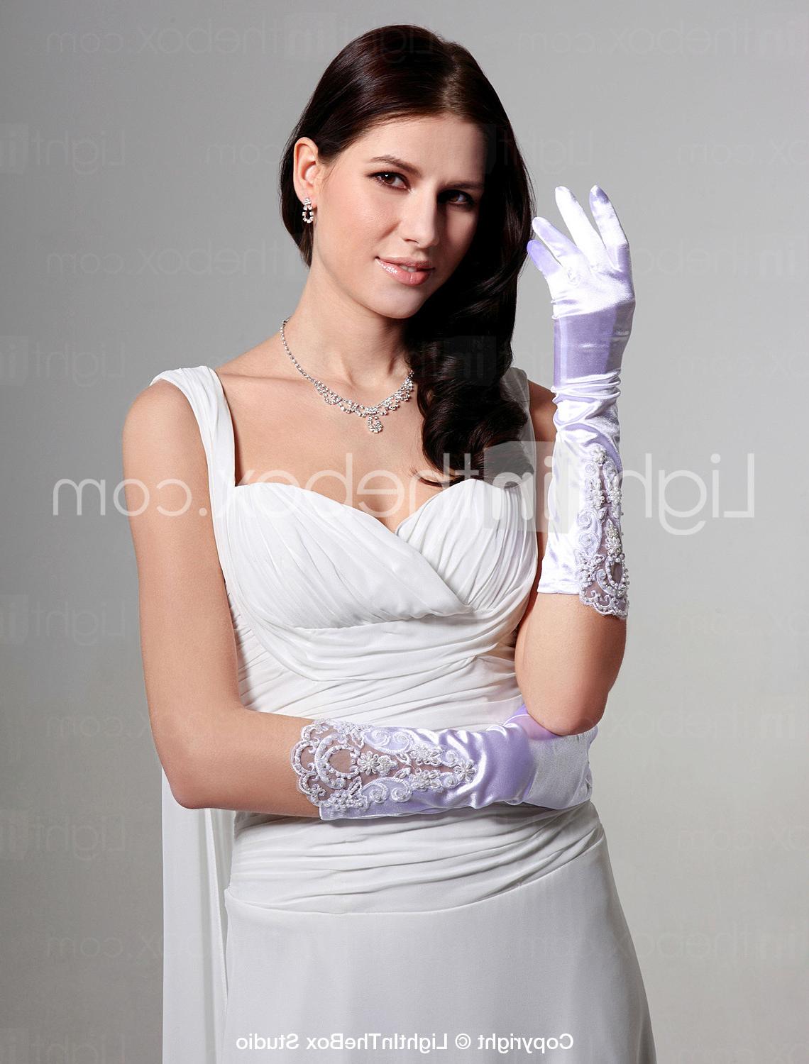 Satin Fingertips Elbow Length Bridal Gloves - US  9.49