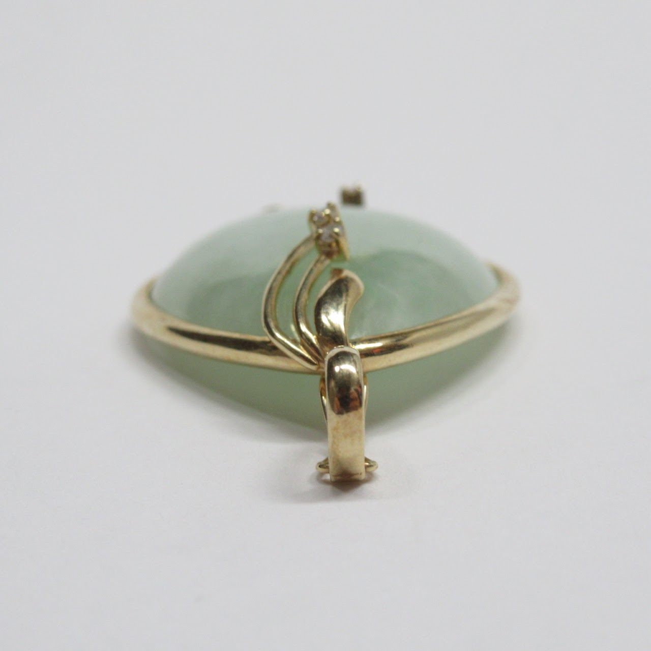 14K Gold, Jade & Diamond Pendant