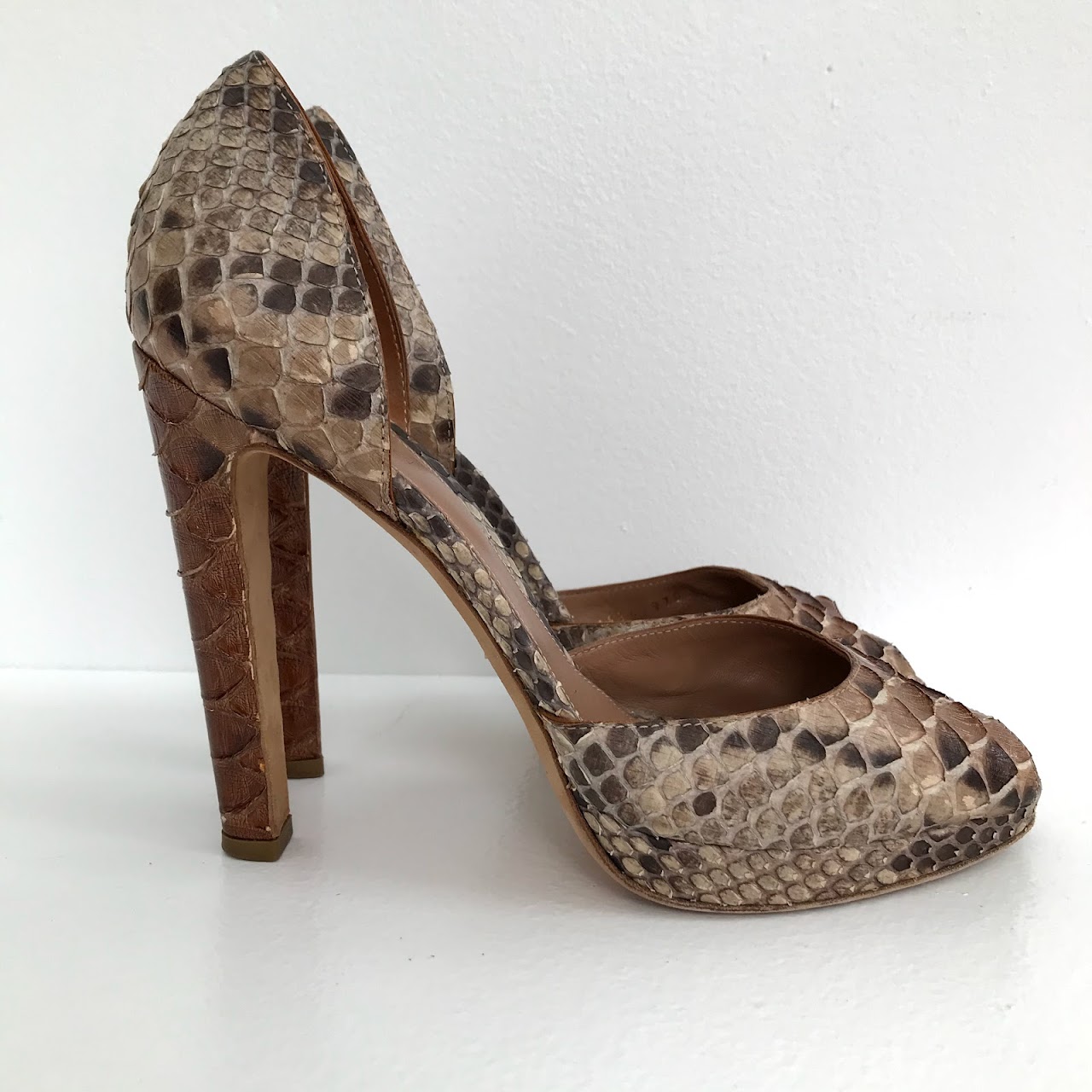 Sergio Rossi Peeptoe Python Pumps