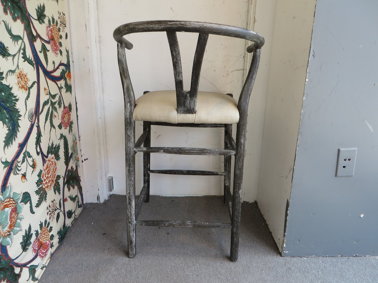 Wooden Stool with Leather Seat