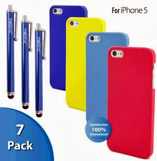 Mobling iPhone 5S/5 Accessory Packs (7 Pack) Three MoBlue Stylus Pens + Four MoGrit Cases